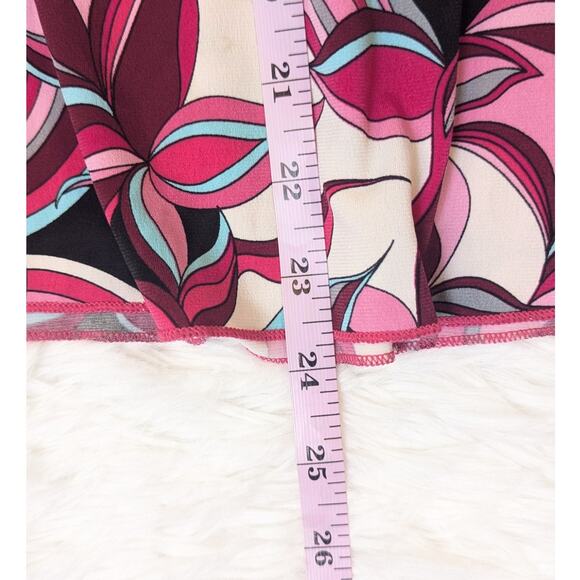 Y2K Vintage Wrapper Jersey Knit Abstract Floral Print Skirt Pink and Black M - Picture 9 of 11